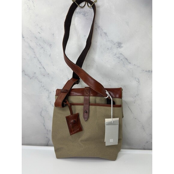 DUDU Vera Pelle Leather Canvas Crossbody Messenger Bag Postman Handbag Brown - Picture 14 of 16